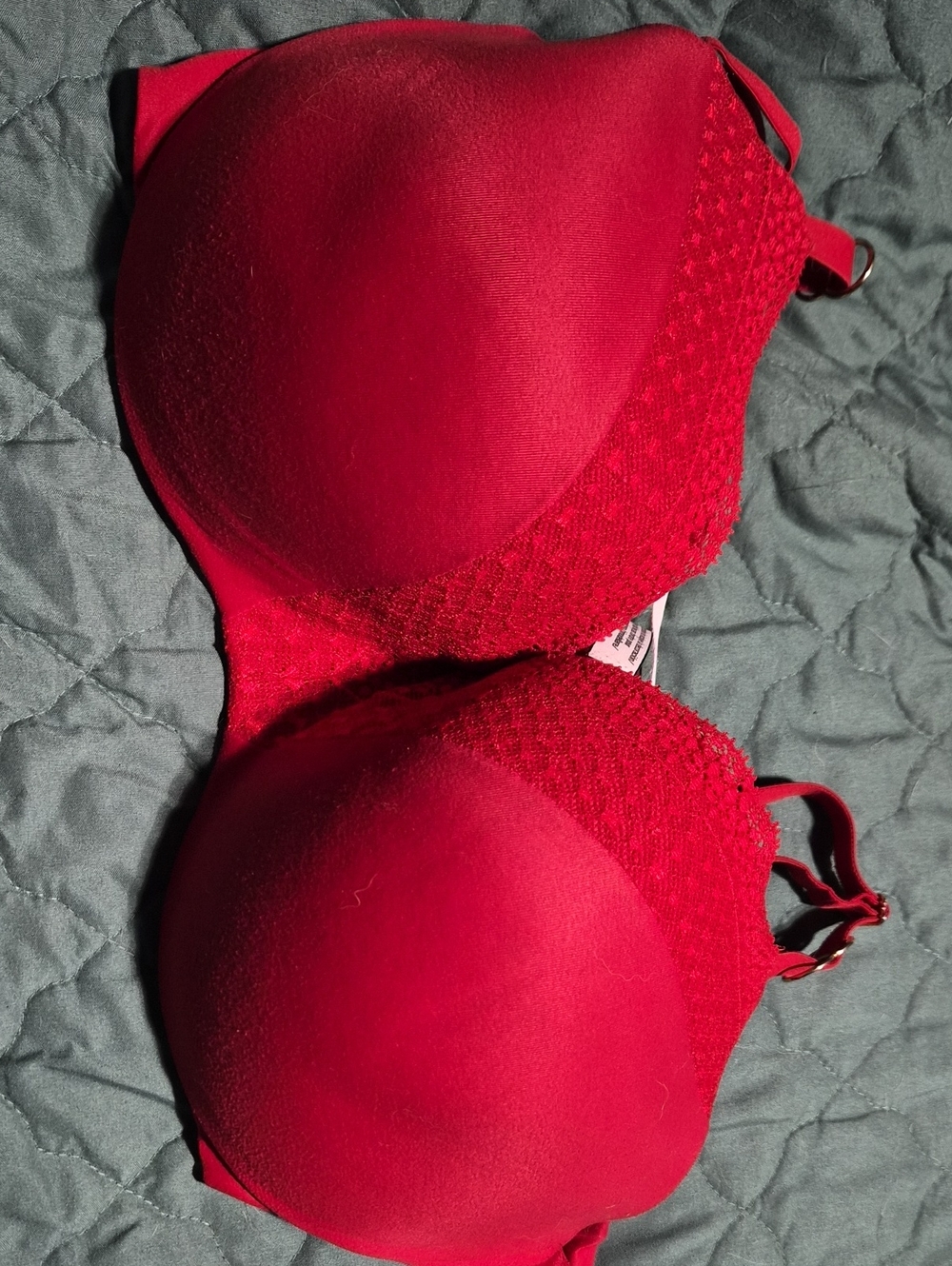 Victoria's Secret Red Padded Lace-Trim Bra